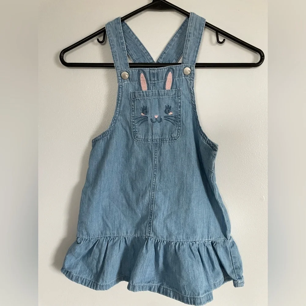 The Children's Place Denim Bunny Embroidery romper dress size 5T